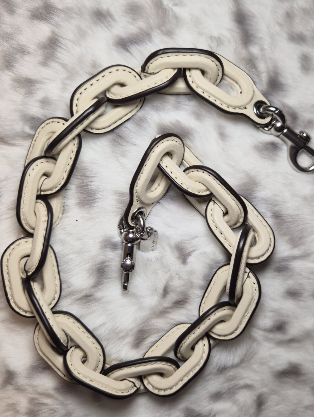 Coach Short Leather Wrapped Chain Link Handbag Strap Chalk Ivory NWOT
